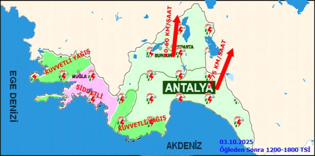 Antalya’da Kuvvetli Yağış Alarmı 4
